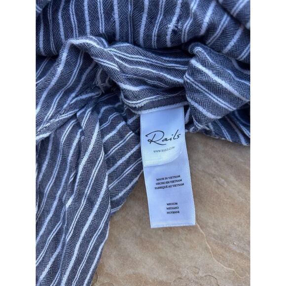 Rails Elle Popover Shirt Blue White Striped Womens Medium - Picture 3 of 5